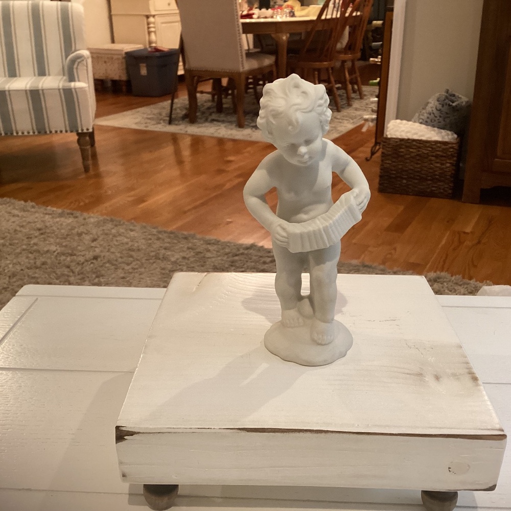 Orlik (Germany) Bisque Porcelain Cherub Playing Accordion Figurine